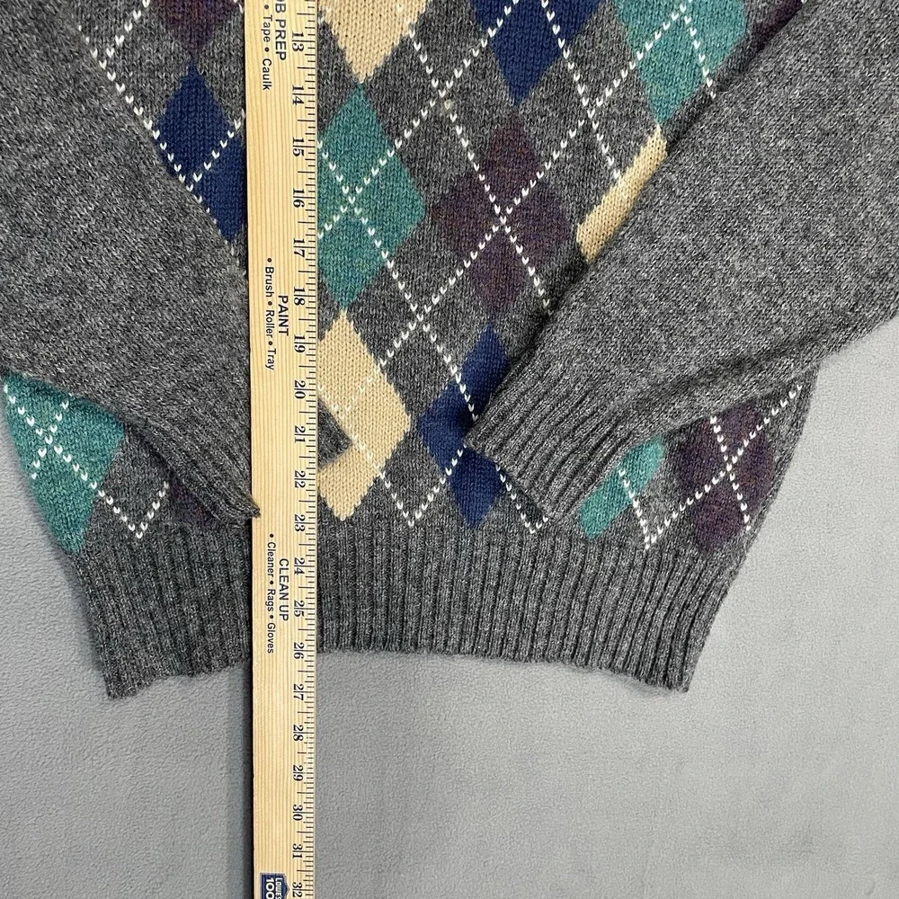 Par Four Sportswear Mens Sweater Sz L Wool Blend Argyle Diamond Pullover
